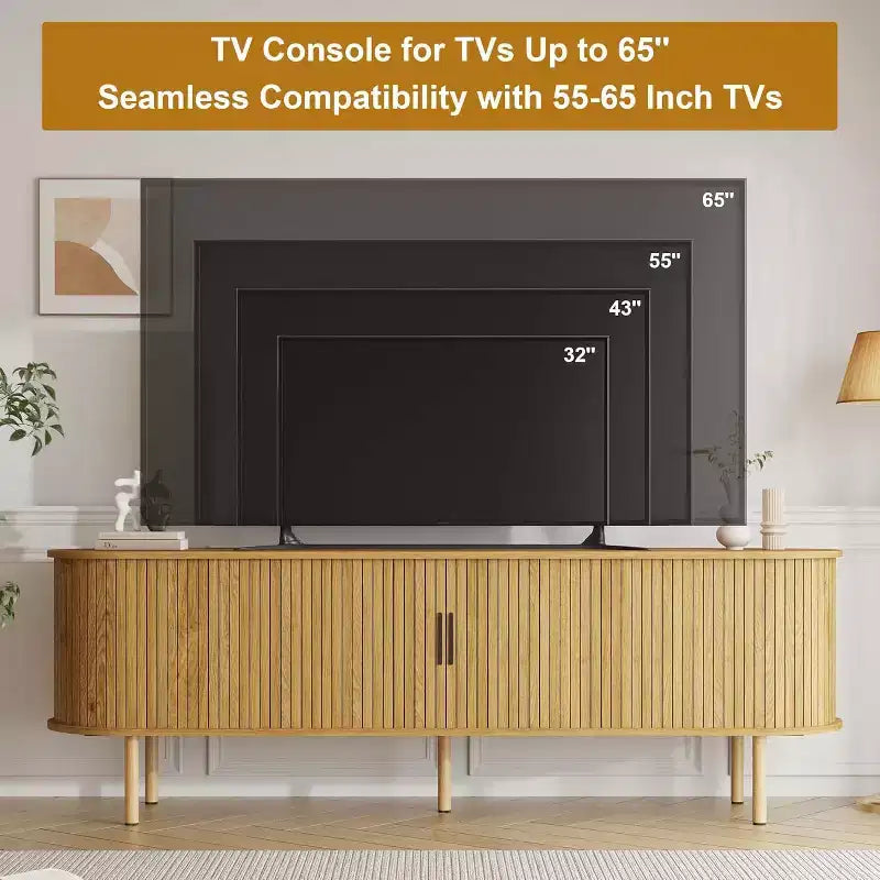 Mobile TV con contenitore, mobile multimediale in rovere, centro d'intrattenimento contemporaneo, adatto a soggiorni, camere da letto e corridoi.