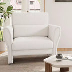 Poltroncina Moderna con Braccioli, Divanetto Moderno in Bouclé, Cuscini Lombari Rimovibili, Facile Montaggio, per Soggiorno, Camera da Letto