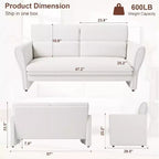 Poltroncina Moderna con Braccioli, Divanetto Moderno in Bouclé, Cuscini Lombari Rimovibili, Facile Montaggio, per Soggiorno, Camera da Letto