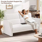 Poltroncina Moderna con Braccioli, Divanetto Moderno in Bouclé, Cuscini Lombari Rimovibili, Facile Montaggio, per Soggiorno, Camera da Letto
