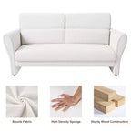 Poltroncina Moderna con Braccioli, Divanetto Moderno in Bouclé, Cuscini Lombari Rimovibili, Facile Montaggio, per Soggiorno, Camera da Letto