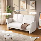 Poltroncina Moderna con Braccioli, Divanetto Moderno in Bouclé, Cuscini Lombari Rimovibili, Facile Montaggio, per Soggiorno, Camera da Letto