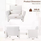Poltroncina Moderna con Braccioli, Divanetto Moderno in Bouclé, Cuscini Lombari Rimovibili, Facile Montaggio, per Soggiorno, Camera da Letto