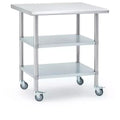 Stainless Steel Workbench, 24*30 Commercial Kitchen Workbench with 4 Universal Wheels and Adjustable Base, Suitable for Restaurants, Garage, Outdoor