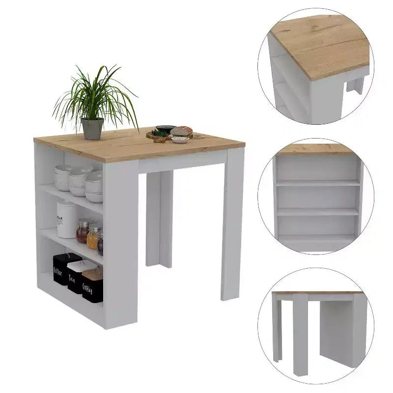 Isola Cucina Modulare in Composito di Legno da 36 Pollici con 3 Ripiani Aperti