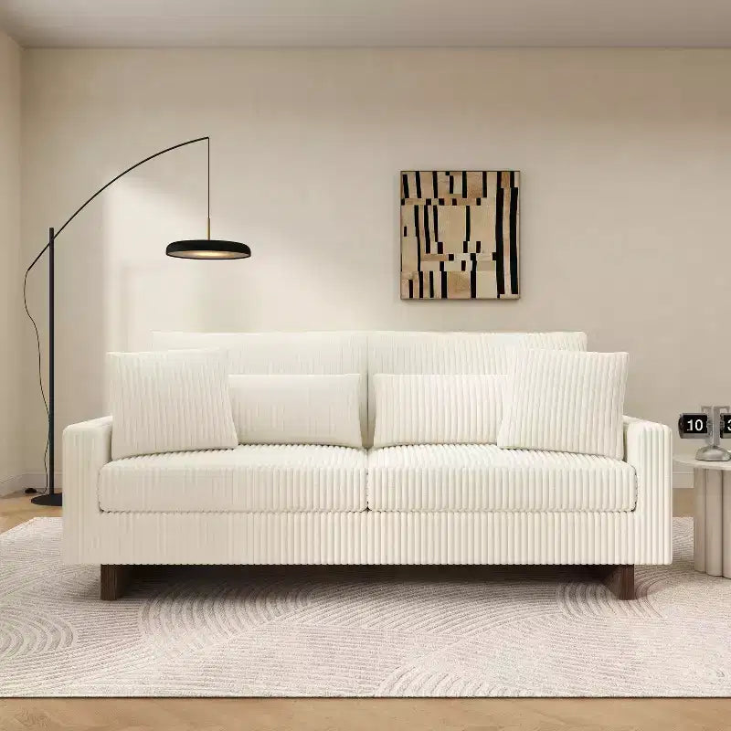 Christopher Knight Home Baker Modern 2-Seater 80.3 Upholstered Sofa with Four Pillows and Square Arms, Corduroy