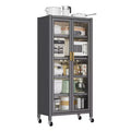 Kitchen Pantry Cabinet,Freestanding Pantry Storage Cabinet with Alloy Wheels, Load Capacity Food Pantry Cabinets Grey One Size
