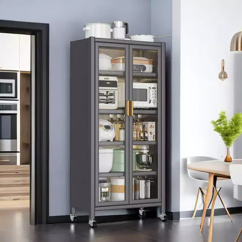 Mobile Dispensa Cucina, Dispensa Indipendente con Ruote in Lega, Armadietto Dispensa per Alimenti con Capacità di Carico Grigio Taglia Unica