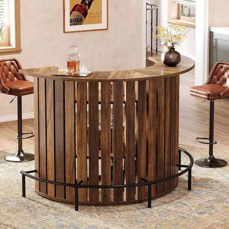 Mini tavolo da bar a 4 ripiani a forma di arco con poggiapiedi per pub domestico e soggiorno