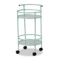 Newell Metal 2 Tier Kitchen Cart Mint Green/Black - Baxton Studio: Glass Shelves, Mobile, Mid-Century Design, 30 Day Warranty