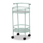 Newell Metal 2 Tier Kitchen Cart Mint Green/Black - Baxton Studio: Glass Shelves, Mobile, Mid-Century Design, 30 Day Warranty