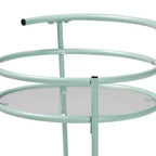 Carrello da Cucina in Metallo a 2 Livelli con Ripiani in Vetro, Verde Menta, Stile Mid-Century