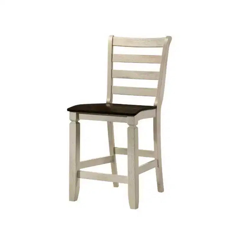 18" Tasnim Accent Chair Oak/Antique White - Acme Furniture: Slatted Back, Counter Height