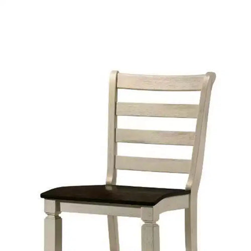 Sedia occasionale da 45,7 cm di altezza per bancone con schienale a doghe, rovere e bianco anticato