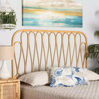 Testata a muro Queen Size in rattan Carrick, marrone naturale - Non è necessaria la base del letto