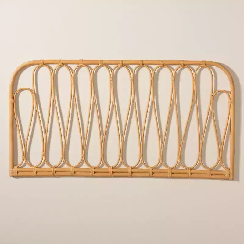 Testata a muro Queen Size in rattan Carrick, marrone naturale - Non è necessaria la base del letto