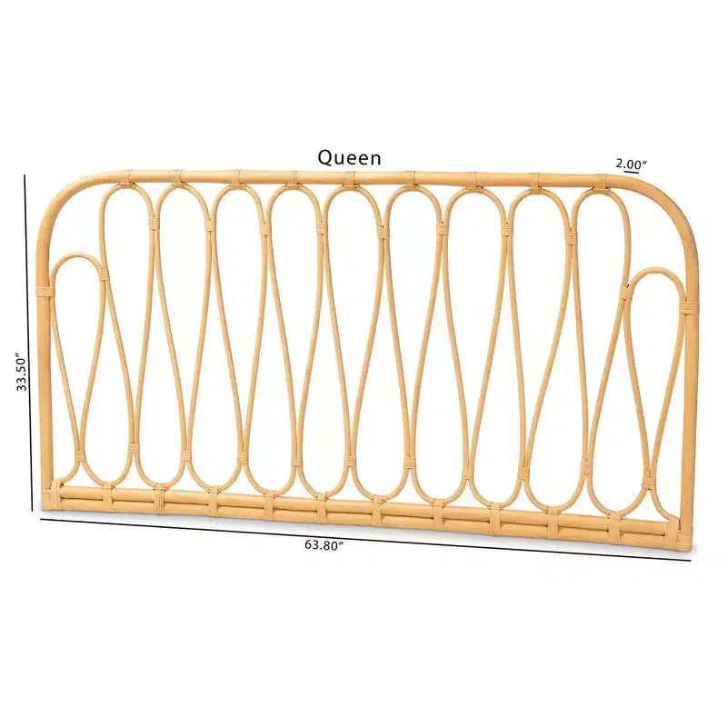 Testata a muro Queen Size in rattan Carrick, marrone naturale - Non è necessaria la base del letto