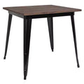 Merrick Lane Modern 31.5 Square Metal Table with Rustic Wood Top for Indoor Use