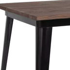 Tavolo quadrato moderno in metallo da 80 cm con piano in legno rustico per interni