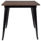 Tavolo quadrato moderno in metallo da 80 cm con piano in legno rustico per interni