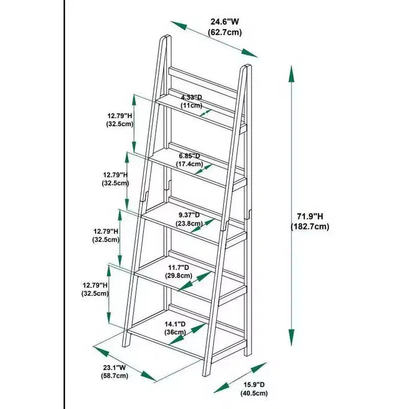 Libreria Charlotte da 183 cm a 5 ripiani con ripiani regolabili