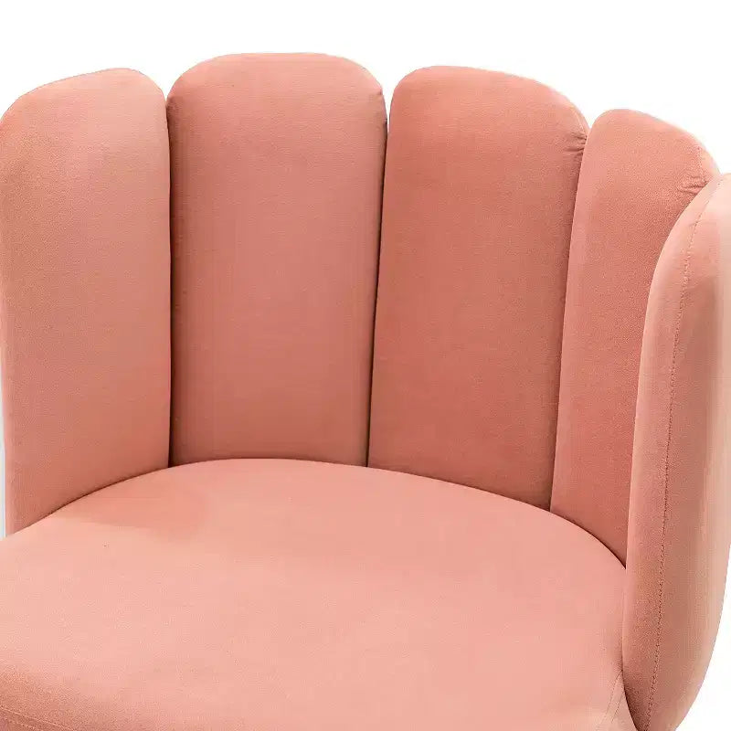 Sgabello da toeletta in velluto con gambe in metallo dorato per sala trucco, rosa