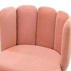 Sgabello da toeletta in velluto con gambe in metallo dorato per sala trucco, rosa