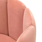 Sgabello da toeletta in velluto con gambe in metallo dorato per sala trucco, rosa