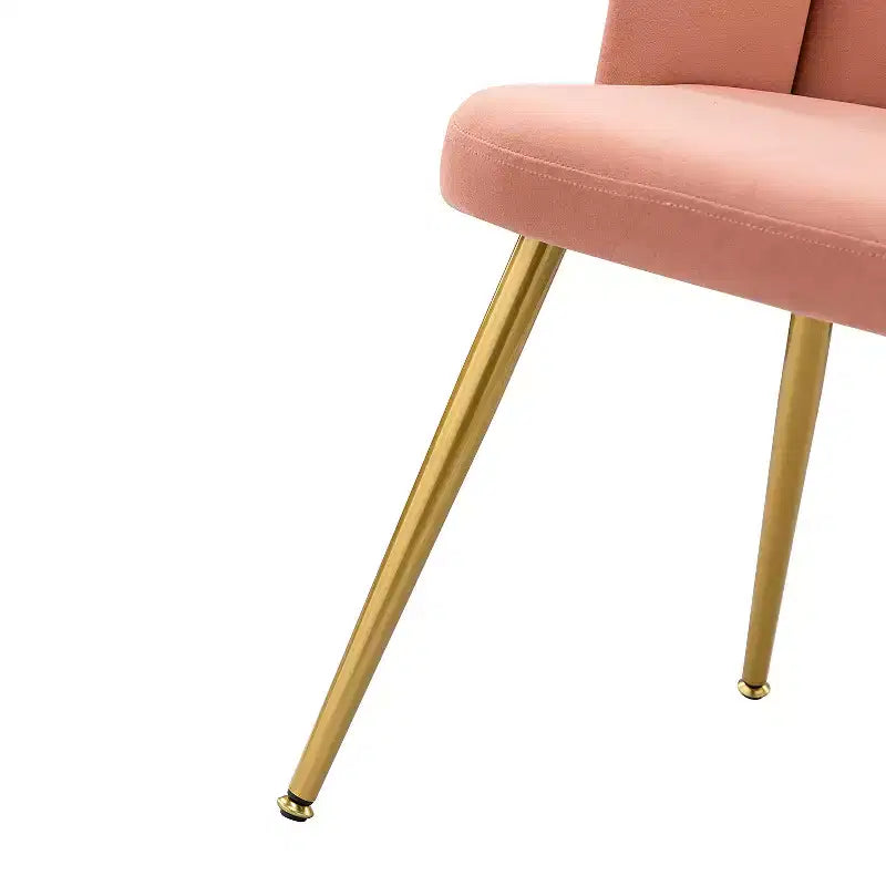 Sgabello da toeletta in velluto con gambe in metallo dorato per sala trucco, rosa