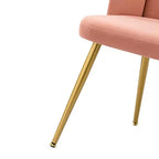 Sgabello da toeletta in velluto con gambe in metallo dorato per sala trucco, rosa