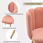 Sgabello da toeletta in velluto con gambe in metallo dorato per sala trucco, rosa