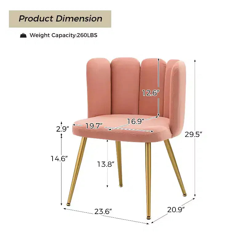 Sgabello da toeletta in velluto con gambe in metallo dorato per sala trucco, rosa