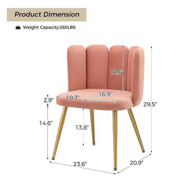 Sgabello da toeletta in velluto con gambe in metallo dorato per sala trucco, rosa