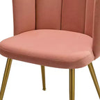 Sgabello da toeletta in velluto con gambe in metallo dorato per sala trucco, rosa