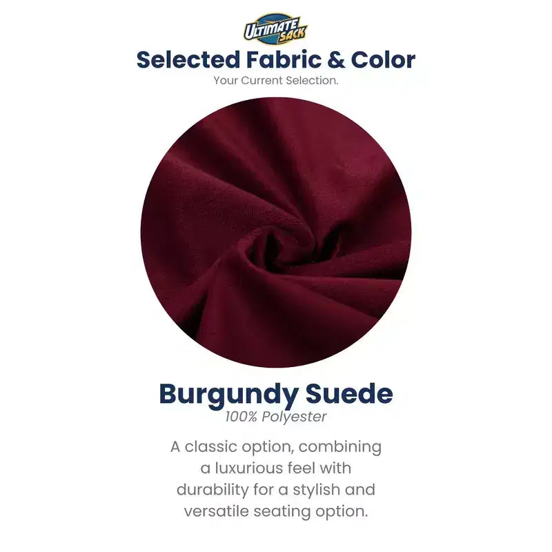 Poltrona a sacco oversize da 1,80 m, poltrona da pavimento da interni imbottita in schiuma, camoscio bordeaux