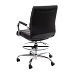 Sedia da disegno Mid-Back in similpelle con poggiapiedi regolabile e base cromata