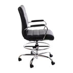 Sedia da disegno Mid-Back in similpelle con poggiapiedi regolabile e base cromata