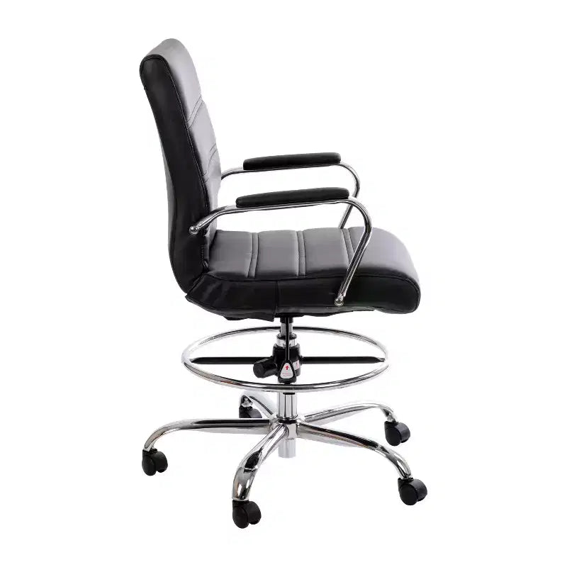 Sedia da disegno Mid-Back in similpelle con poggiapiedi regolabile e base cromata