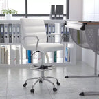 Sedia da disegno Mid-Back in similpelle con poggiapiedi regolabile e base cromata