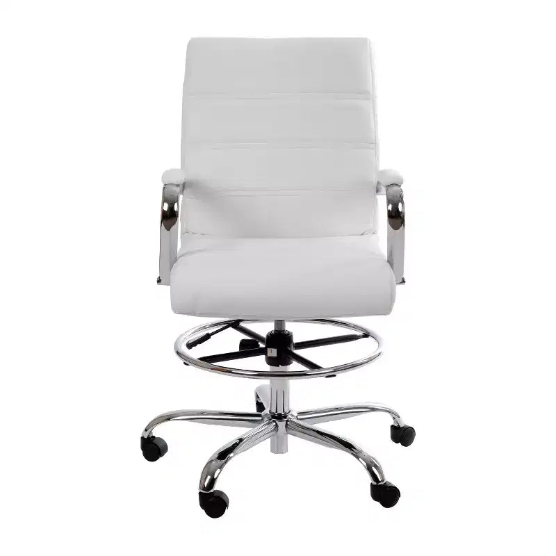 Sedia da disegno Mid-Back in similpelle con poggiapiedi regolabile e base cromata
