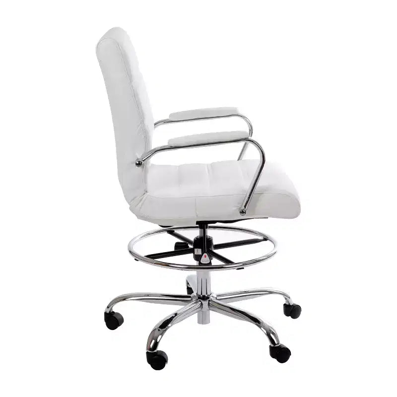 Sedia da disegno Mid-Back in similpelle con poggiapiedi regolabile e base cromata