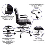 Sedia da disegno Mid-Back in similpelle con poggiapiedi regolabile e base cromata