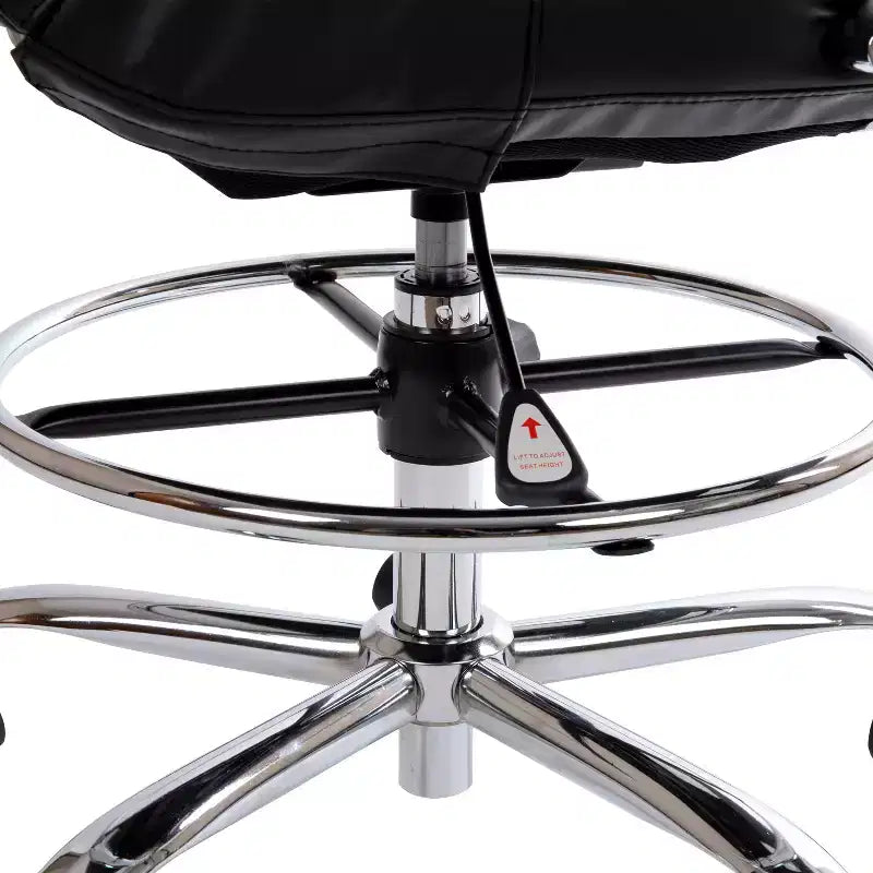 Sedia da disegno Mid-Back in similpelle con poggiapiedi regolabile e base cromata